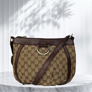 Gucci Abbey D-Ring GG Canvad Brown Monogram Crossbody Bag